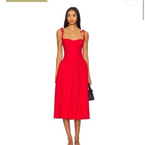 Red Sweetheart Neck Sleeveless Midi Sundress